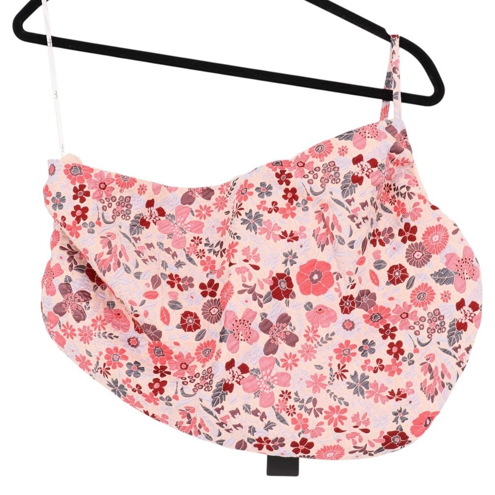 Lulus Bloom into Spring Blush Floral Jacquard One-Shoulder Crop Top Size XL NWT